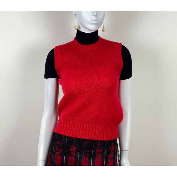 VTG Womens Red 100% Shetland Wool Vest Spun In Scotland Classic Preppy Academia - Picture 4 of 5